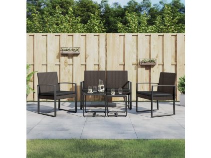 vidaXL 5dílný zahradní jídelní set s poduškami hnědý PP ratan