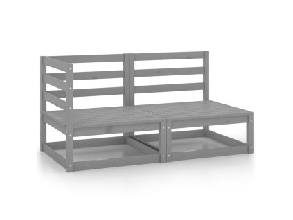 vidaXL 2dílná zahradní sedací souprava šedá masivní borovice