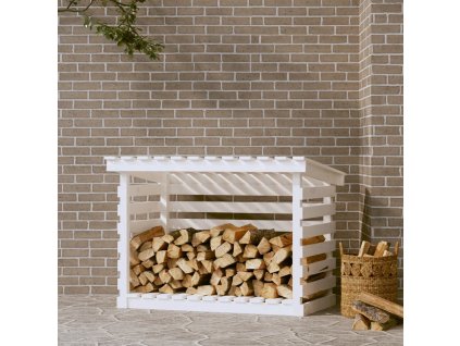 vidaXL Stojan na dřevo bílý 108x73x79 cm masivní borovice