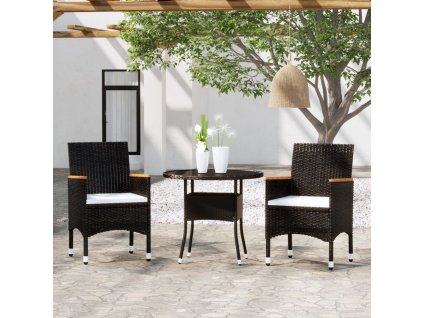 vidaXL 3dílný zahradní jídelní set polyratan černý
