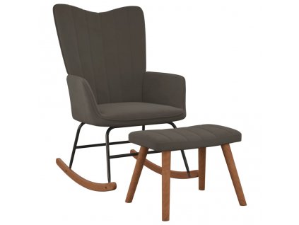 vidaXL Houpací křeslo se stoličkou tmavě šedé samet