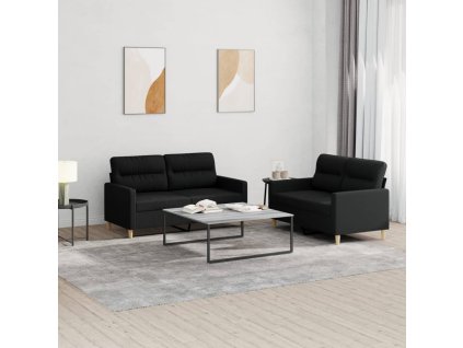 vidaXL 2dílná sedací souprava s poduškami černá textil