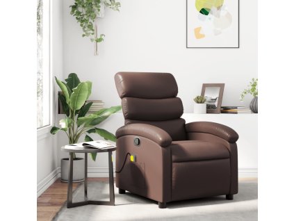 vidaXL Masážní polohovací křeslo hnědé umělá kůže