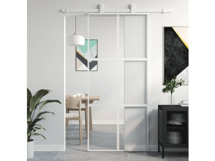 vidaXL Posuvné dveře bílé 90 x 205 cm tvrzené sklo a hliník