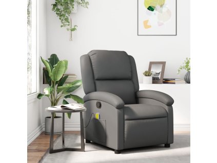 vidaXL Masážní polohovací křeslo šedé umělá kůže
