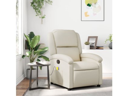 vidaXL Masážní polohovací křeslo krémové umělá kůže