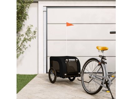 vidaXL Vozík za kolo pro psa černý oxfordská tkanina a železo