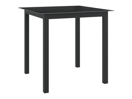 vidaXL Zahradní stůl černý 80 x 80 x 74 cm hliník a sklo