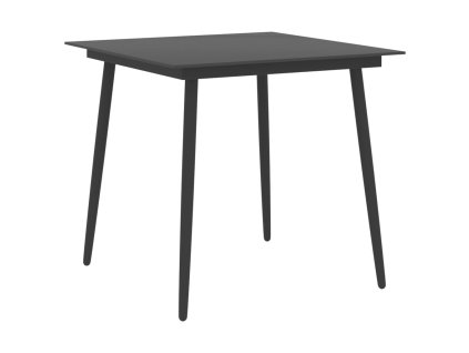 vidaXL Zahradní jídelní stůl černý 80 x 80 x 74 cm ocel a sklo