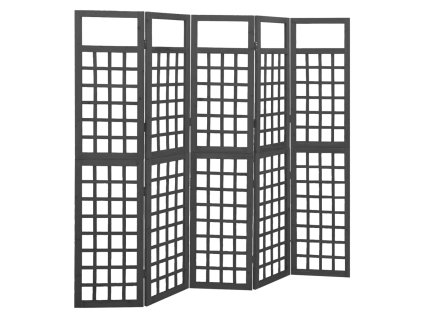 vidaXL 5dílná dělicí stěna / treláž masivní jedle černá 201,5 x 180 cm