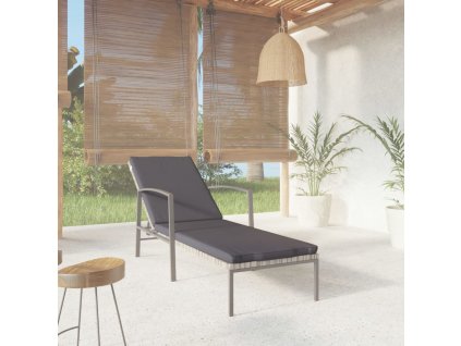 vidaXL Zahradní lehátko s poduškou polyratan šedé