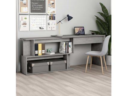vidaXL Rohový psací stůl betonově šedý 200 x 50 x 76 cm dřevotříska