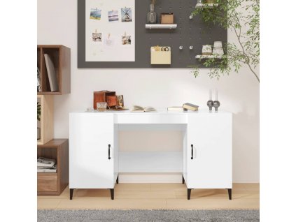 vidaXL Psací stůl bílý s vysokým leskem 140x50x75 cm kompozitní dřevo