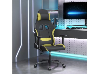 vidaXL Herní židle černá a světle zelená textil