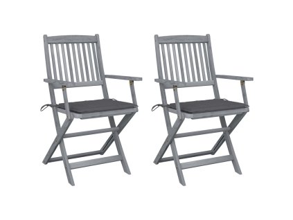 vidaXL Skládací zahradní židle s poduškami 2 ks masivní akáciové dřevo