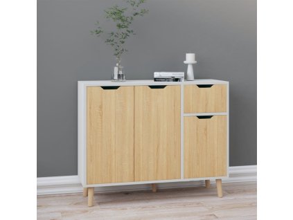 vidaXL Příborník bílý a dub sonoma 90 x 30 x 72 cm kompozitní dřevo