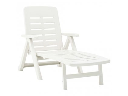 vidaXL Skládací zahradní lehátko plast bílé