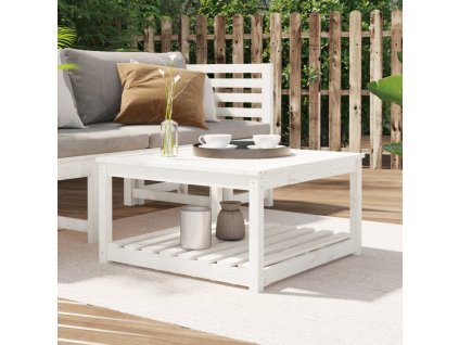 vidaXL Zahradní stůl bílý 82,5 x 82,5 x 45 cm masivní borové dřevo