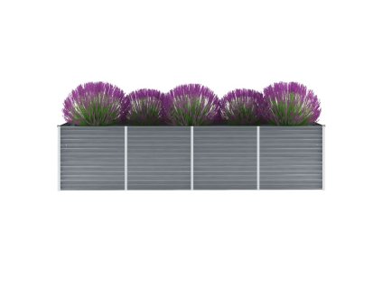 vidaXL Vyvýšený záhon pozinkovaná ocel 320 x 80 x 77 cm šedý