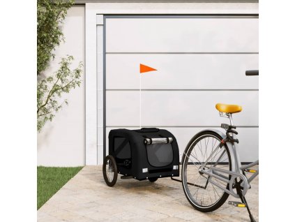 vidaXL Vozík za kolo pro psa černý oxfordská tkanina a železo