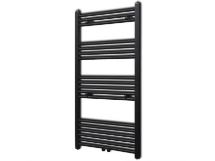 Černý žebříkový radiátor na ručníky rovný ústřední topení 600x1160 mm