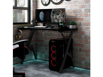 vidaXL Herní stůl s nohami ve tvaru Y černý 110 x 60 x 75 cm