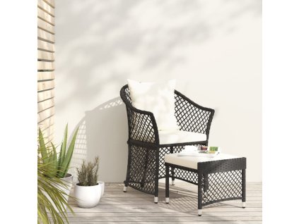 vidaXL 2dílná zahradní sedací souprava s poduškami černá polyratan