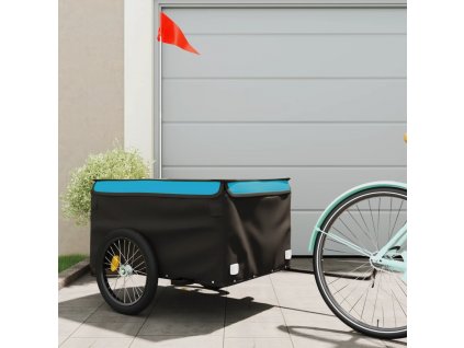 vidaXL Vozík za kolo černý a modrý 45 kg železo