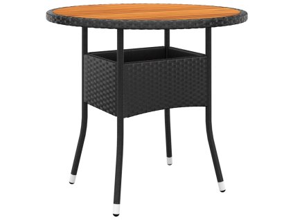 vidaXL Zahradní stůl Ø 80 x 75 cm akáciové dřevo a polyratan černý