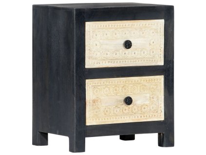 vidaXL Ručně vyřezávaný noční stolek šedý 40x30x50cm masivní mangovník