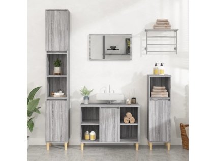 vidaXL 3dílný set koupelnového nábytku šedý sonoma kompozitní dřevo