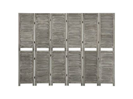 vidaXL 6dílný paraván šedý 214 x 166 cm masivní dřevo
