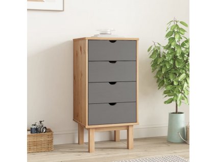 vidaXL Zásuvková komoda OTTA hnědá/šedá 45x39x90 cm masivní borovice