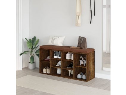 vidaXL Lavice s botníkem kouřový dub 103x30x48 cm kompozitní dřevo