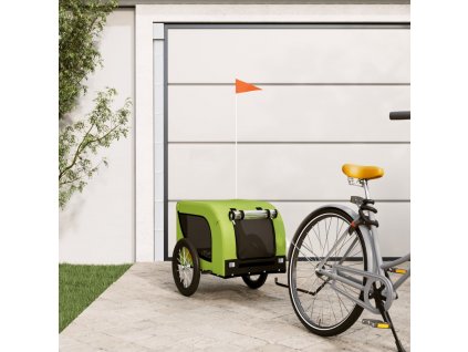 vidaXL Vozík za kolo pro psa zelený a černý oxfordská tkanina a železo