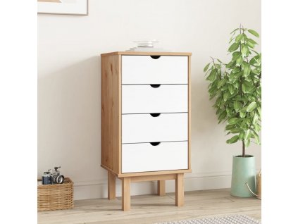 vidaXL Zásuvková komoda OTTA hnědá/bílá 45x39x90 cm masivní borovice