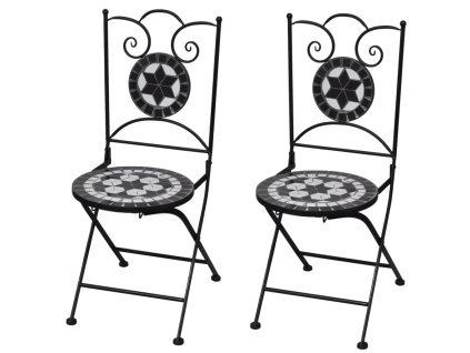vidaXL Skládací bistro židle 2 ks keramické černé a bílé