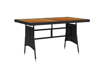 vidaXL Zahradní stůl černý 130 x 70 x 72 cm polyratan a masivní akácie