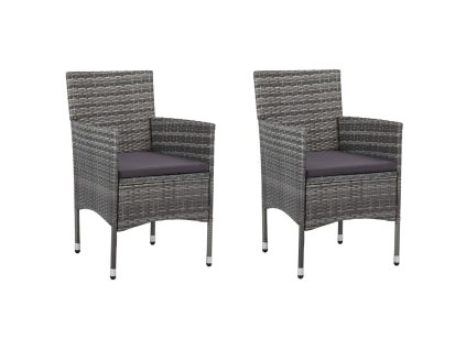 vidaXL Zahradní jídelní židle 2 ks polyratan šedé