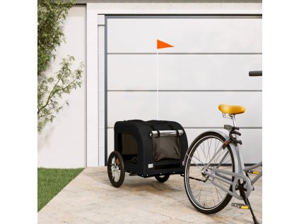 vidaXL Vozík za kolo pro psa černý oxfordská tkanina a železo