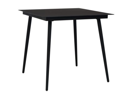vidaXL Zahradní jídelní stůl černý 80 x 80 x 74 cm ocel a sklo