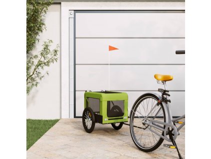 vidaXL Vozík za kolo pro psa zelený a černý oxfordská tkanina a železo