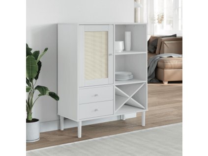 vidaXL Skříňka SENJA ratanový vzhled bílá 90 x 40 x 112 cm borovice