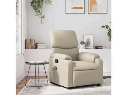 vidaXL Masážní polohovací křeslo krémové umělá kůže