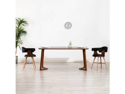 vidaXL Jídelní židle 2 ks černé umělá kůže a ohýbané dřevo