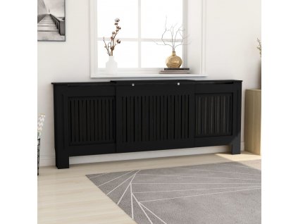 vidaXL Kryt na radiátor MDF černý 205 cm