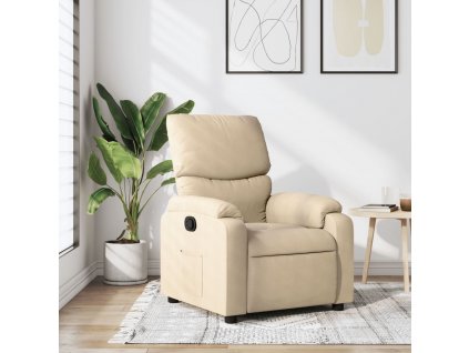 vidaXL Polohovací křeslo krémové textil