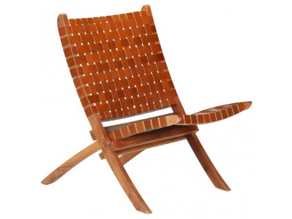 vidaXL Skládací židle vyplétaná hnědá pravá kůže