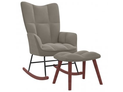 vidaXL Houpací křeslo se stoličkou světle šedé samet