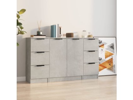 vidaXL Příborníky 3 ks betonově šedé kompozitní dřevo